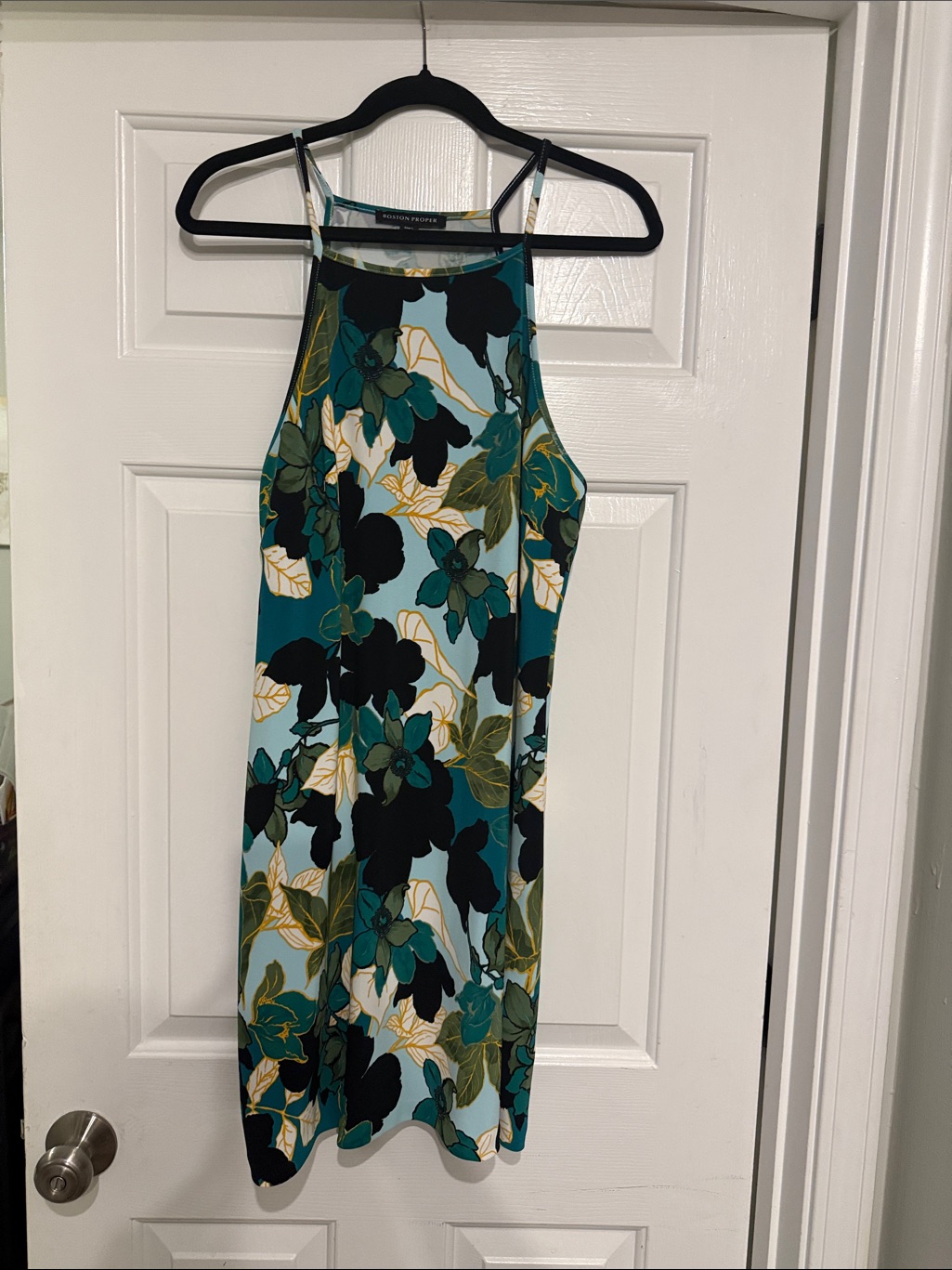 Boston Proper Teal Floral Midi Dress